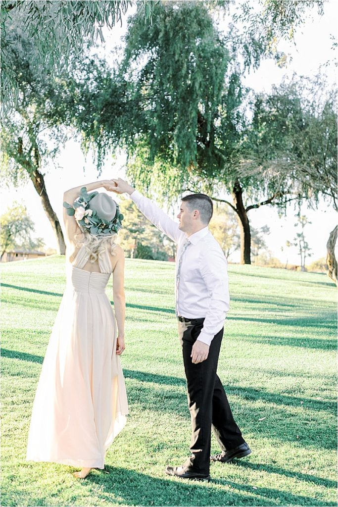 Romantic Blush Boho Engagement Session at Starfire Weddings in Scottsdale Arizona